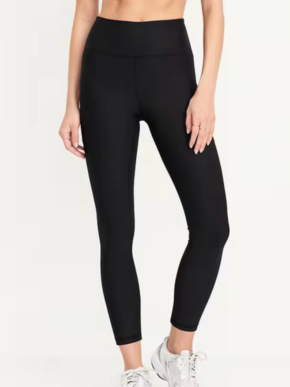 NWT Old Navy Black PowerSoft High-Rise 7/8 Ribbed Athletic Leggings (size Large)